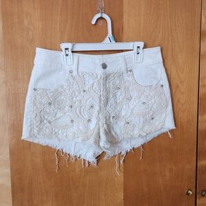 Guess White Lace Jean Shorts Size 27